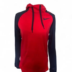Nike Dri-Fit Red & Navy Blue Pullover Hoodie - Size S